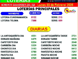 07- 11 /2023 RESULATADOS LOTERIAS MES DE NOVIEMBRE  / COLOMBIA/