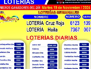 RESULTADOS DE LAS LOTERIAS JUGADAS MARTES 19 DE NOVIEMBRE DEL 2024. / MAS INFORMACIÓN  