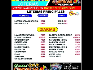 07- 11 /2023 RESULATADOS LOTERIAS MES DE NOVIEMBRE  / COLOMBIA/