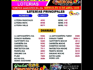 07- 11 /2023 RESULATADOS LOTERIAS MES DE NOVIEMBRE  / COLOMBIA/