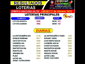 07- 11 /2023 RESULATADOS LOTERIAS MES DE NOVIEMBRE  / COLOMBIA/