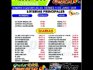RESULATADOD DE LAS LOTERIAS VIERNES 13