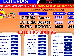 07- 11 /2023 RESULATADOS LOTERIAS MES DE NOVIEMBRE  / COLOMBIA/